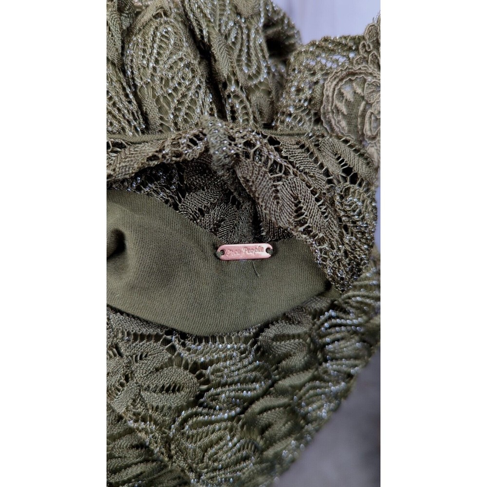Free People Olive Green Foiled Again Mini Dress Fairycore Lace Bodycon Y2K XS S - Picture 9 of 10
